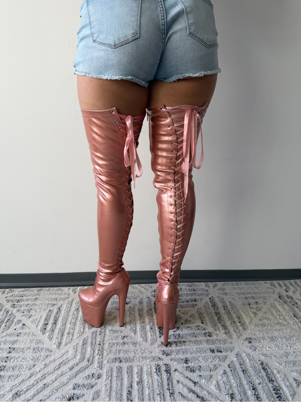 Hella Heels Limited Edition Heartbreaker Valentine’s Day Rose Gold Thigh High